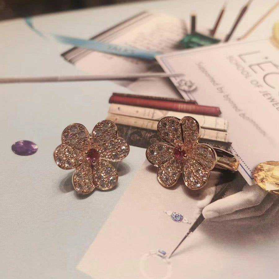 [Stars Jewelry]FRIVOLE PINK GOLD FLOWER DIAMOND EARRINGS