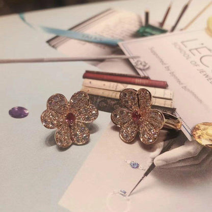 [Stars Jewelry]FRIVOLE PINK GOLD FLOWER DIAMOND EARRINGS