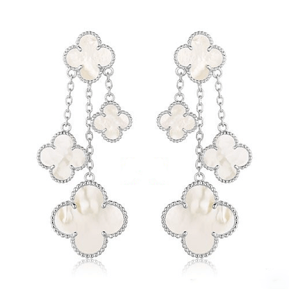 [Stars Jewelry]CLOVER EARRINGS WHITE MOP 4 MOTIFS SILVER
