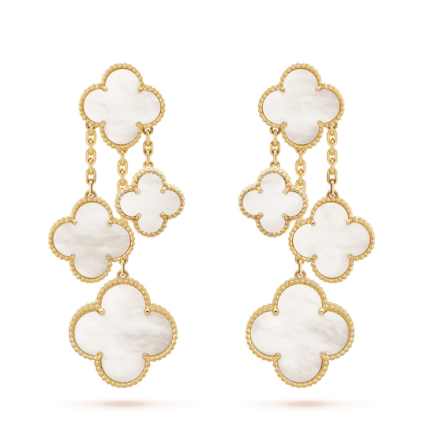[Stars Jewelry]CLOVER EARRINGS WHITE MOP 4 MOTIFS GOLD