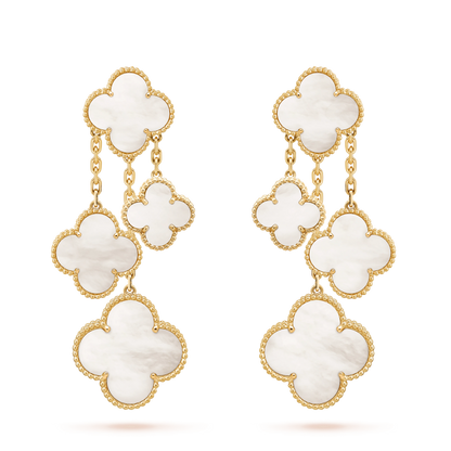 [Stars Jewelry]CLOVER EARRINGS WHITE MOP 4 MOTIFS GOLD