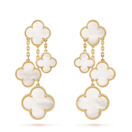 [Stars Jewelry]CLOVER EARRINGS WHITE MOP 4 MOTIFS GOLD