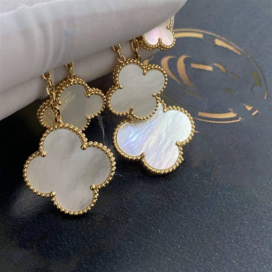 [Stars Jewelry]CLOVER EARRINGS WHITE MOP 4 MOTIFS GOLD