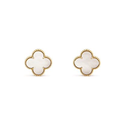 [Stars Jewelry]CLOVER MEDIUM 1 MOTIFS  WHITE MOP STUD EARRINGS