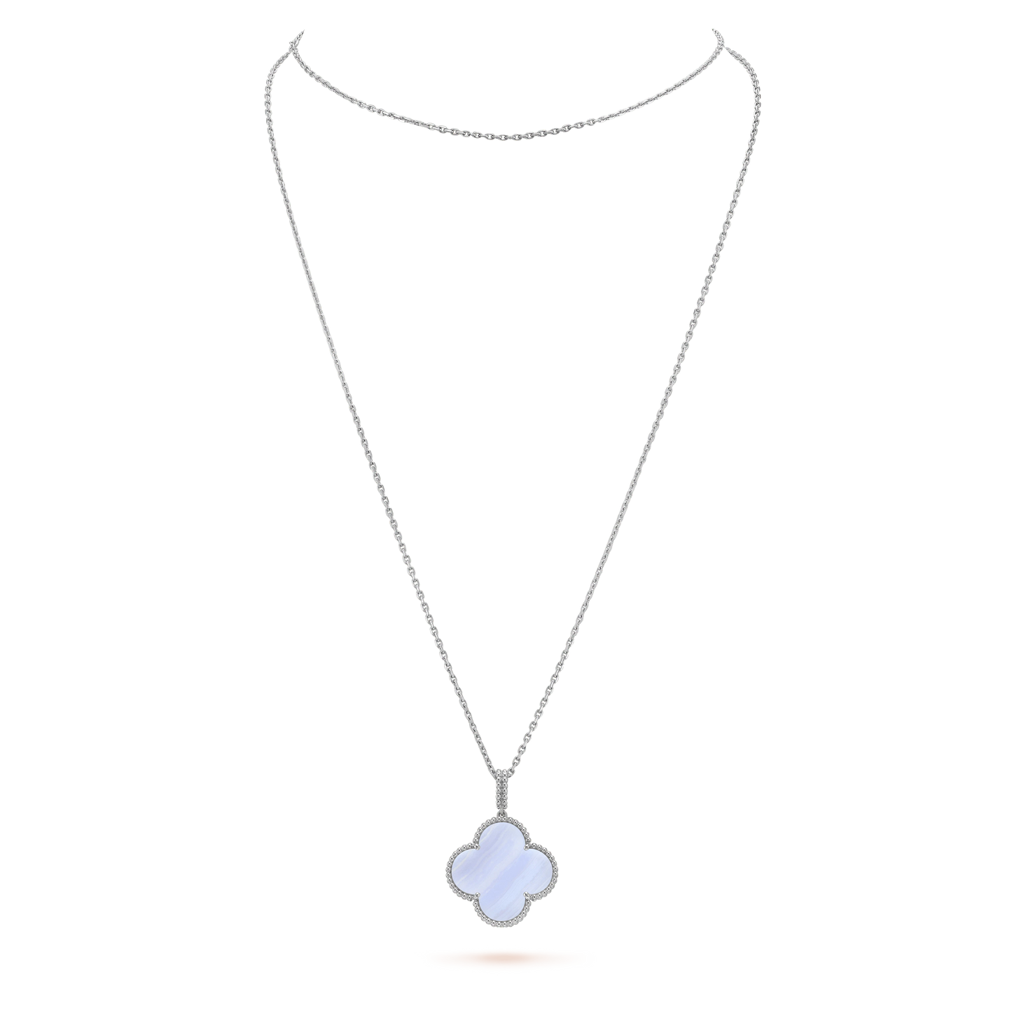 [Stars Jewelry]CLOVER SILVER CHALCEDONY BIG CLOVER NECKLACE