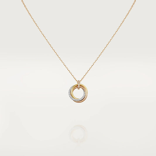 [Stars Jewelry]TRINITY NECKLACE SILVER GOLD PINK GOLD DIAMONDS