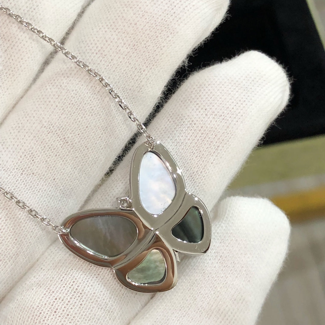 [Stars Jewelry]LARGE BUTTERFLY SILVER PENDANT DIAMOND NECKLACE