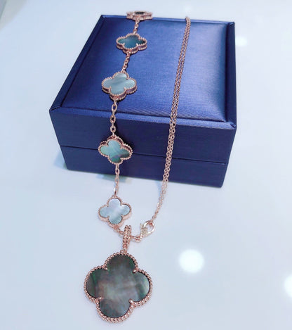 [Stars Jewelry]COMBINED BRACELET 5 MOTIFS AND NECKLACE DARK MOP ROSE GOLD