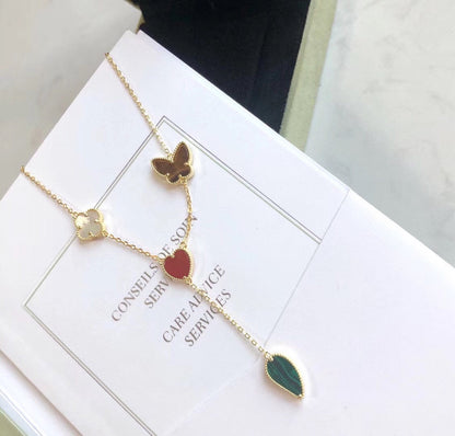 [Stars Jewelry]LUCKY SPRING 4 MOTIFS ROSE GOLD NECKLACE